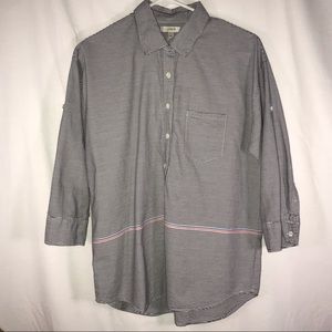 EUC J.Crew Half-button 3/4 sleeve Stripe Shirt